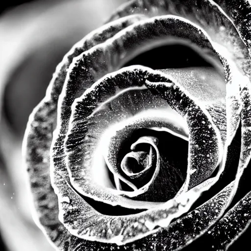 Image similar to award - winning macro of a beautiful black rose made of glowing molten magma