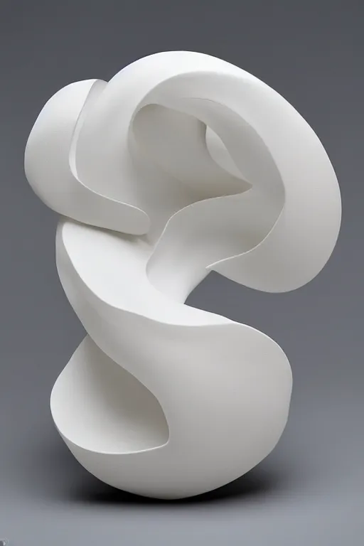 Prompt: a beautiful crafted and rendered abstract, porcelain sculpture, that is turning itself inside, rotated, hyperrealistic and high details and minimalistic ornaments