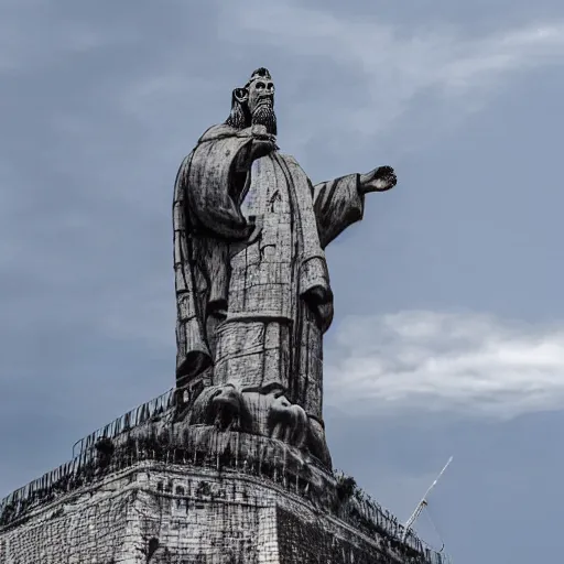 Image similar to high quality portrait of a monkey in front of Christ The Redeemer, studio photograph, photograph, realistic photo, 8k photo, 4k photo, stock photo, high resolution, cinematic shot, high detail