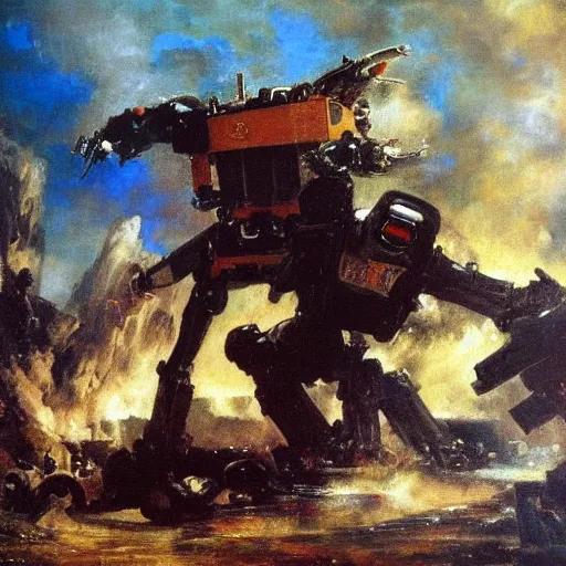 Prompt: a human painter fighting a robot, art, oil painting, by Eugene Delacroix, by Ersnt Rudolf, by Bob Eggleton, high quality, composition