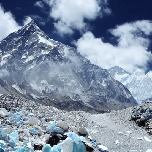 Prompt: highly detailed photo taken from the base of mount everest