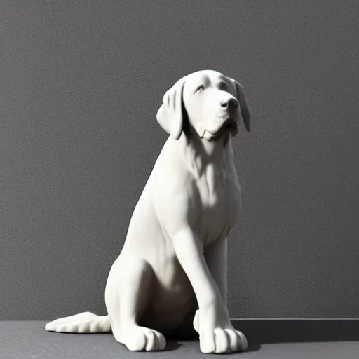 Prompt: promotional still of marble statue of thin labrador retriever, detailed, 4 k
