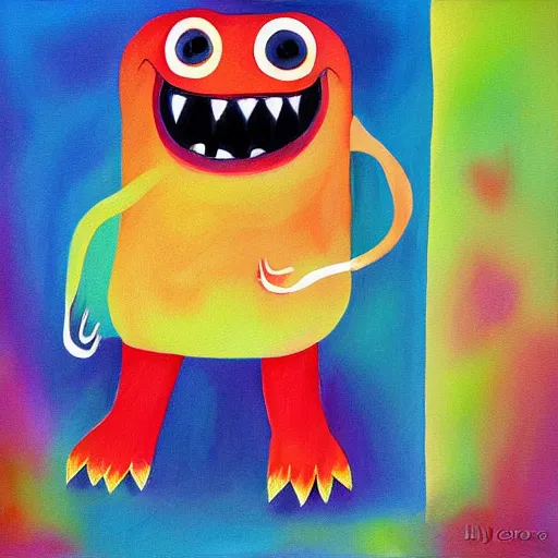 Image similar to smiling monster, painting by lilly pavlova