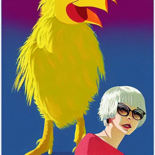 Image similar to illustration of big bird on lcd by ilya kuvshinov katsuhiro otomo