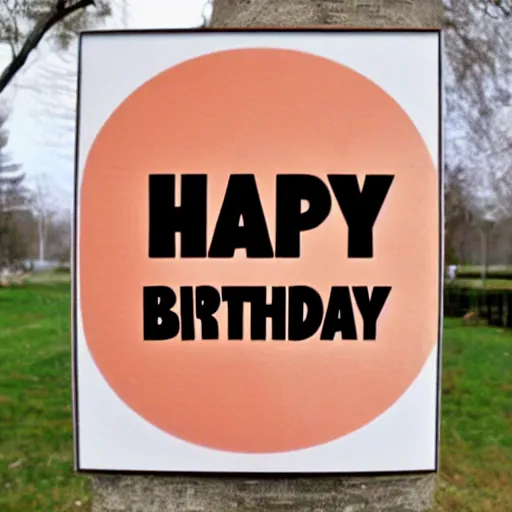 Prompt: A sign that says 'Happy Birthday'