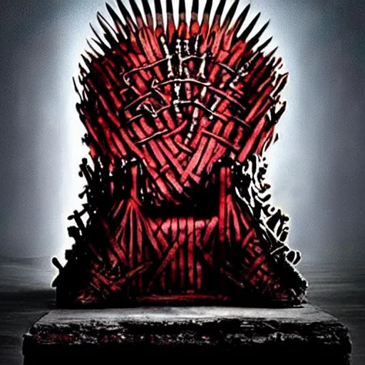 Prompt: xi jinping sits on the iron throne with an evil smile, intricate details, metal album cover art