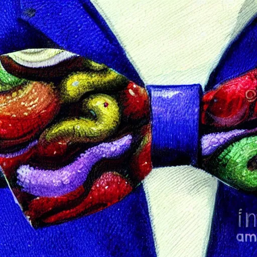 Image similar to painting concept art impressionist silk worms bowtie, elegant, detailed,