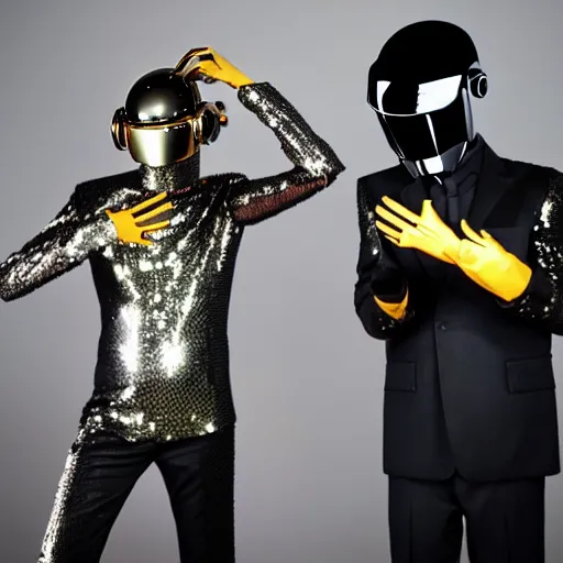 Prompt: Very Bad Daft Punk Imitiation. Man with cardboard box on head like Daft Punk. Flight of the Conchords The Humans Are Dead. pathetic cardboard outfit. Epic fail!!!!. embarrassing costume. 4k photography