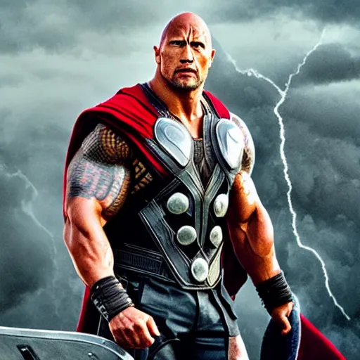 Prompt: Dwayne Johnson as Thor