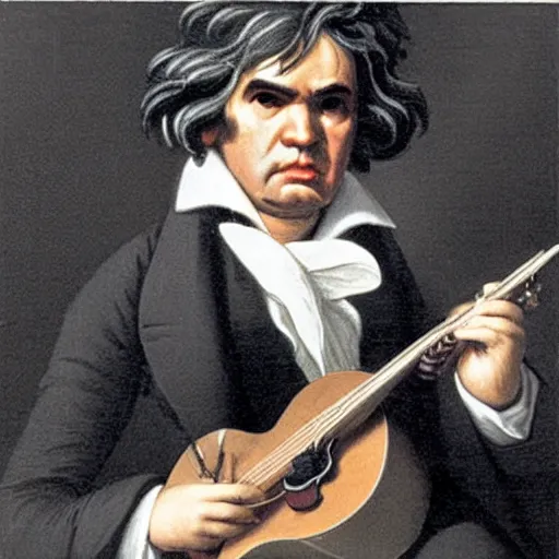 beethoven playing an electic guitar | Stable Diffusion | OpenArt