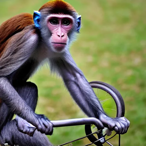 Prompt: a monkey riding a bike by andy catling