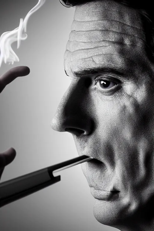 Prompt: patrick bateman smoke opps, high resolution, photorealistic, smooth, details, 4 k, aesthetic lighting, baroque object, sharp focus, hyperdetailed object, professional photography, pullitzer winning, 8 0 0 photo by : canon eos 5 d mark iv, by karah mew and adnan abidi and jodie bateman