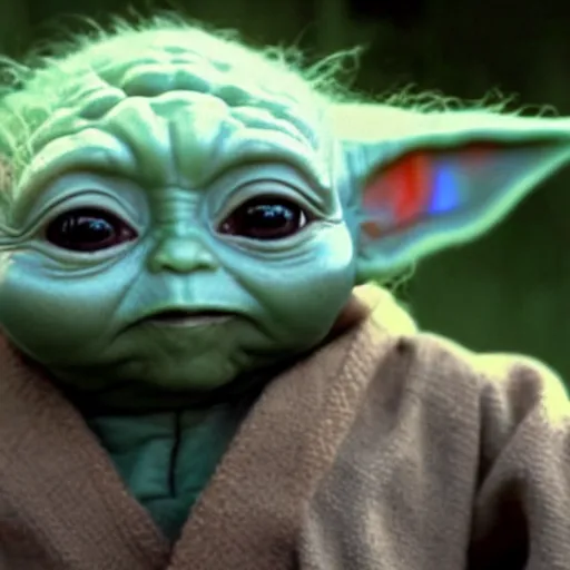 Prompt: a film still of baby yoda grown up and he is dying in battle in star wars realistic, detailed