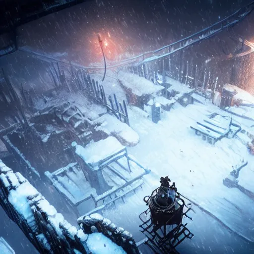 Image similar to frostpunk, no words, no text