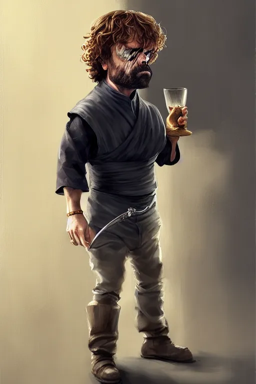 Image similar to tyrion lannister working in a winery, animation pixar style, by magali villeneuve, artgerm, jeremy lipkin and michael garmash, rob rey and kentaro miura style, golden ratio, trending on art station