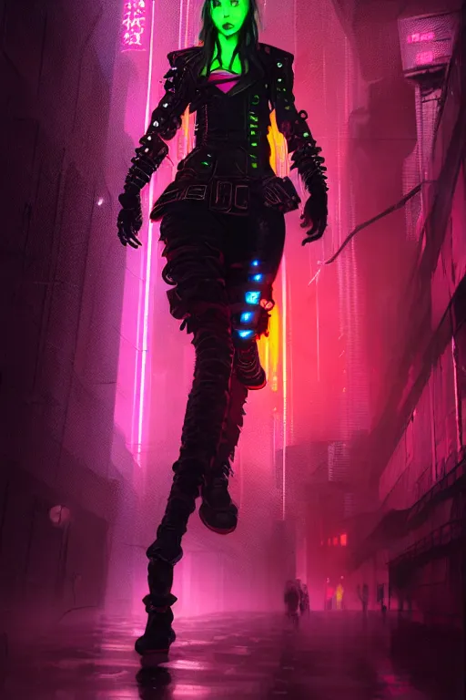 Image similar to portrait futuristic demonic cyberpunk young female pirate, in futuristic stormy thunder rainning tokyo rooftop cyberpunk night, ssci-fi, fantasy, intricate, very very beautiful, elegant, neon light, highly detailed, digital painting, artstation, concept art, soft light, hdri, smooth, sharp focus, illustration, art by tian zi and craig mullins and WLOP and alphonse mucha