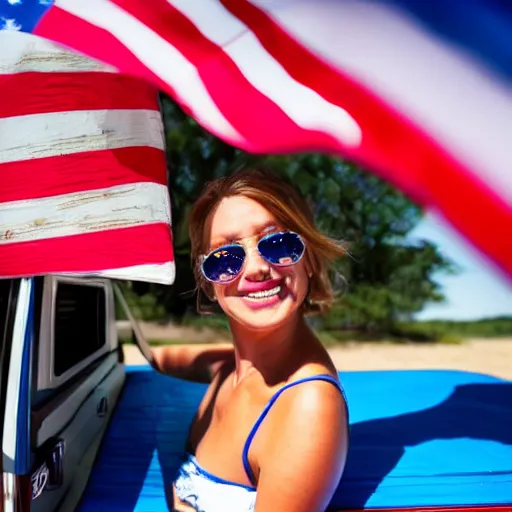 photo of woman in the back of a pickup truck wearing | Stable Diffusion ...