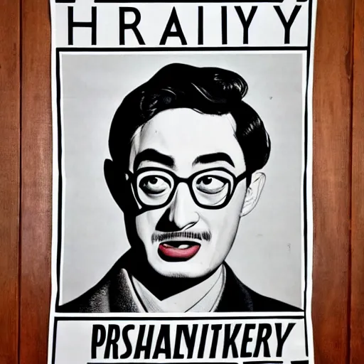 Image similar to A 1950s Colorized Style Poster of Filthy Frank, grainy, realistic, hyperrealistic, very realistic, very very realistic, highly detailed, very detailed, extremely detailed, detailed, digital art, trending on artstation, detailed face, very detailed face, very detailed face, realism, HD Quality, 8k resolution, intricate details, body and head in frame, drawing, inked drawing, poster drawing, neat drawing, 1950s, 50s, in the style of Frank Hampson, in the style of Frank Bellamy, in the style of Dave Gibbons, in the style of Don Lawrence, in the style of Wally Wood, Colorized, 1950s Poster