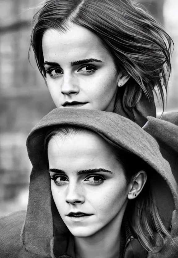 Prompt: emma watson posing in dunwall city, beautiful face, detailed face, realistic eyes, cinematic lighting, rainy weather, melancholy atmosphere, volumetric light, gothic architecture, realistic reflections, model agency, instagram photo, depression atmosphere, shot on sony a 7, beauty filter, postprocessing