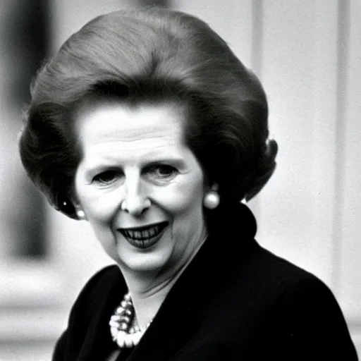 Prompt: margaret thatcher on a rainy day