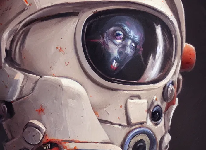 Prompt: portrait art of zombie astronaut, concept art oil painting by Jama Jurabaev, extremely detailed, brush hard, artstation