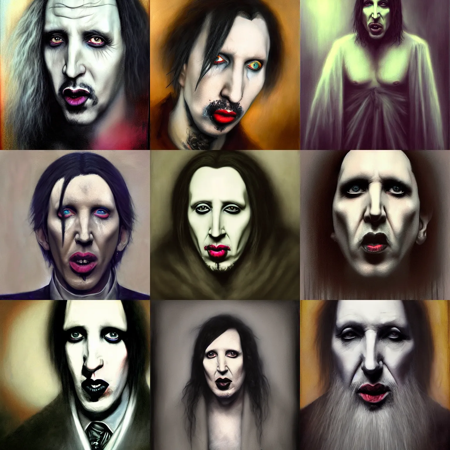 Prompt: a portrait of marilyn manson as gandalf, by casey baugh