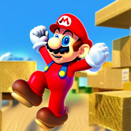 Image similar to mario 3d render with long squiggly arms