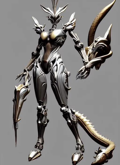 Image similar to extremely detailed goddess shot, front shot, low shot, of a beautiful saryn warframe, that's a giant beautiful stunning anthropomorphic robot female dragon with metal cat ears, posing elegantly, detailed sharp robot dragon claws, sharp clawed robot dragon feet, thick smooth warframe legs, streamlined white armor, long elegant tail, detailed warframe fanart, destiny fanart, high quality digital art, giantess art, furry art, 3D realistic, warframe art, Destiny art, furaffinity, DeviantArt, artstation, 8k HD, octane render