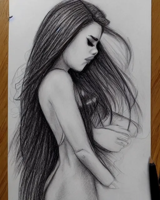 Image similar to awesome drawing of a beautiful girl with signature jet