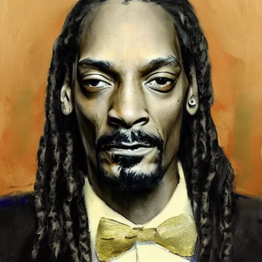 Prompt: a portrait of snoop dogg drawn by jeremy mann