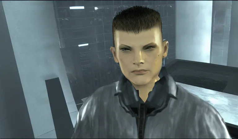 Prompt: Yung Lean in a cutscene from Deus Ex, 2000, screenshot