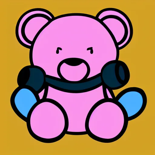 Image similar to a cute pink cuddly bear wearing headphones vector logo