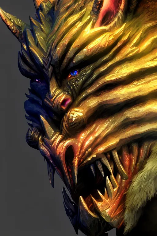Prompt: Charr tempest of Guild Wars 2, concept art, close-up, digital art, hyper-realistic, highly detailed