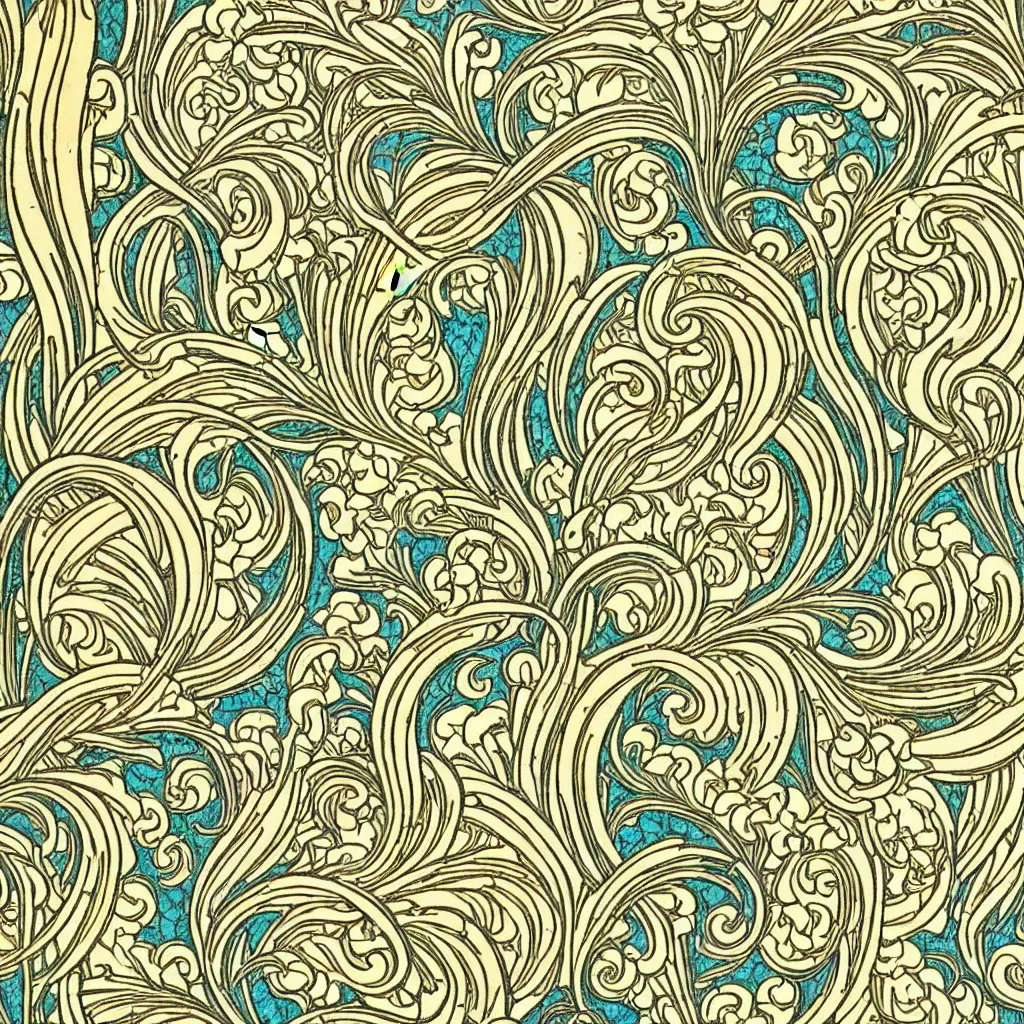 Image similar to a perfectly repeating Art Nouveau pattern, highly detailed by Walter Crane