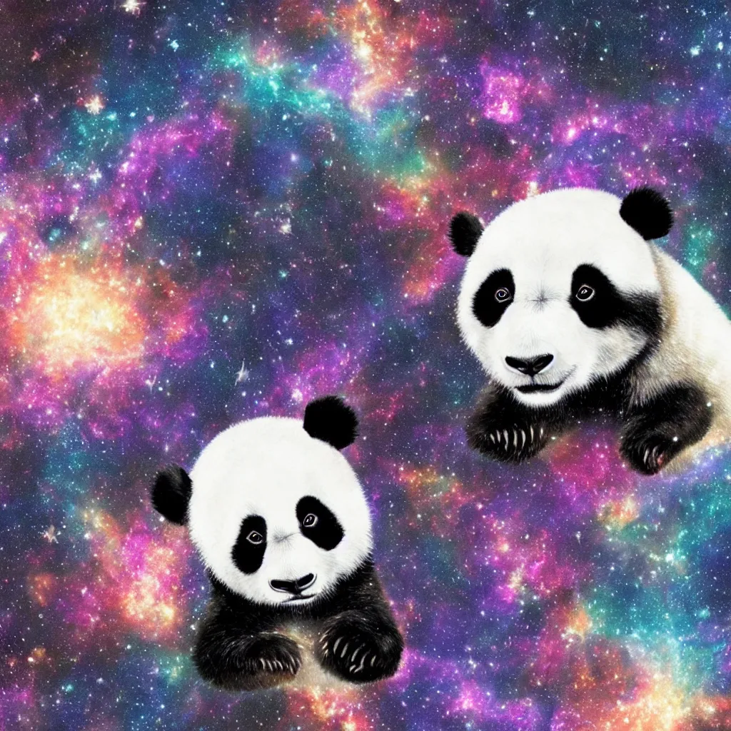 Prompt: panda panda_face in a galaxy made of stars, space, nebulas stars