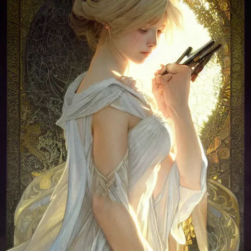 Image similar to beautiful lifelike award winning pencil illustration of lunafreya nox fleuret trending on art station artgerm greg rutkowski alphonse mucha museum quality cinematic atmospheric