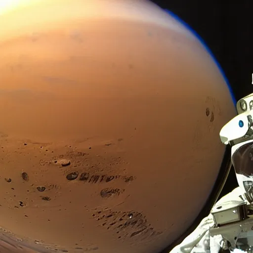 Image similar to extremely detailed photo of carl sagan through visor of spacesuit mars rover, detailed face