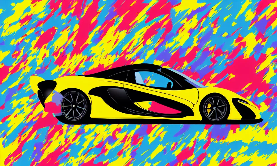 Image similar to pop art illustration of a mclaren p 1, abstract, adobe illustrator