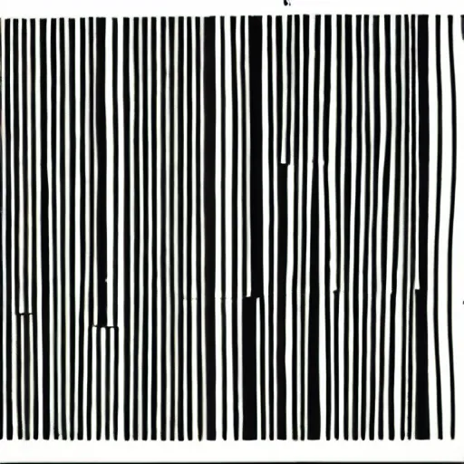 Image similar to an abstract drawing of hundreds of horizontal pencil lines on a white square, Sol LeWitt