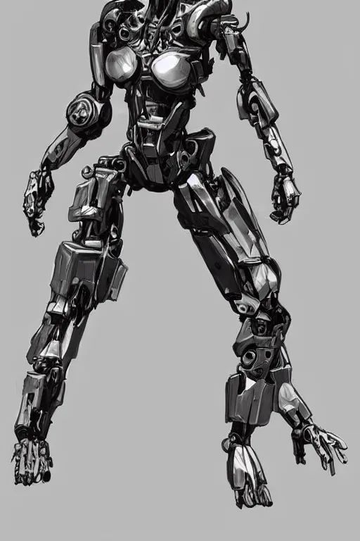 Image similar to full body cyborg female concept art, humanoid form, metalized mecha muscle, monkey limbs, digital art, in the style of ben lol, brian sum, ramil sunga, herbert lowis, furio tedesschi, christopher cao, frederic daoust, joe botardo, artstation, pinterest, deviantart, photoshop, unreal engine