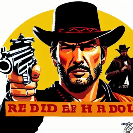 Image similar to a cowboy in the style of red dead redemption, steven seagal, donald trump