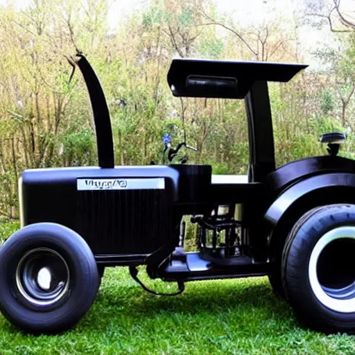 Image similar to The fartomobile, fart powered black tractor with toilet seat and skull