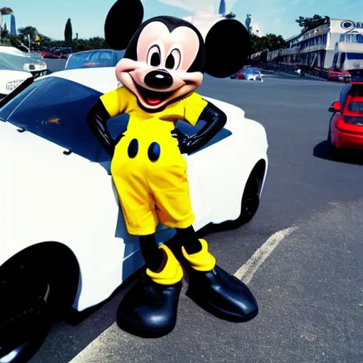 Image similar to mickey mousing stole a car