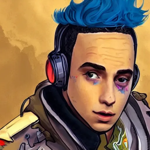 Image similar to the music artist blackbear as a character in apex legends