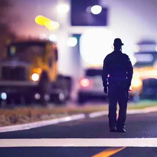 Image similar to biolumenescent federal agent on road at night