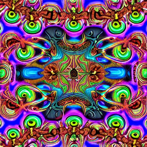 Prompt: cookie monster becomes a fractal, painted by alex grey. psychedelic visionary art, cosmic, black background, highly detailed, sharp focus