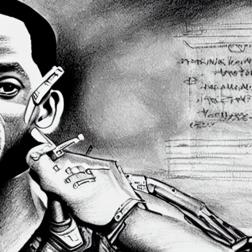 Image similar to automata drawing a picture, will smith, irobot