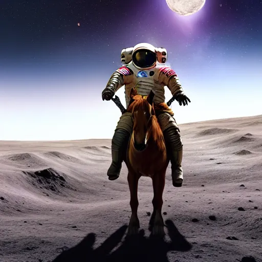 Prompt: centered portrait of the Astronaut riding a Horse on the moon, realistic character concept, high fantasy, light atmosphere, golden ratio, wide shot, cinematic lighting, hyperdetailed, high detailed, high resolution, insanely detailed and intricate, artstation, Marc Simonetti, Greg Rutkowski, octane render, unreal engine, 8k