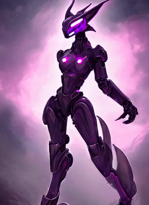 Image similar to cinematic goddess full shot, beautiful stunning hot anthropomorphic robot mecha female dragon, sleek dragon head, metal ears, led purple eyes, smooth fuschia skin, smooth silver armor, floating in space, eating a planet, epic proportions, epic size, epic detail, furry art, dragon art, giantess art, warframe fanart, furaffinity, octane