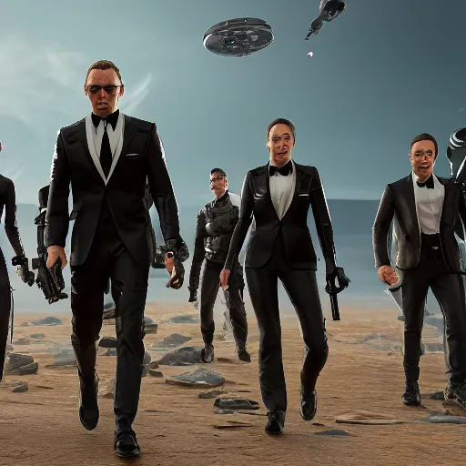 Image similar to epic unreal engine 5 render of a group of secret agent moles, very intricate, ultra detailed, 0 0 7 mole, epic scene, octane render, 8 k, photorealistic, wearing secret agent gear, time travelers, battle scars